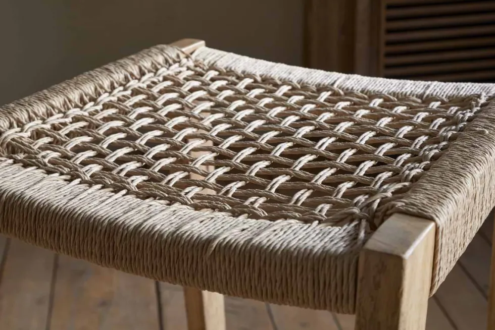 Aamani Mango Wood & Cord Counter Stool - Natural