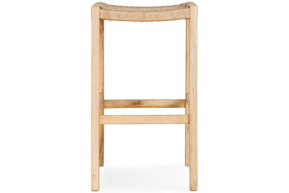 Aamani Mango Wood & Cord Counter Stool - Natural