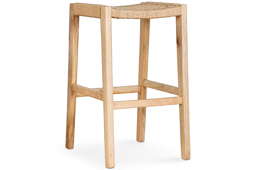 Aamani Mango Wood & Cord Counter Stool - Natural