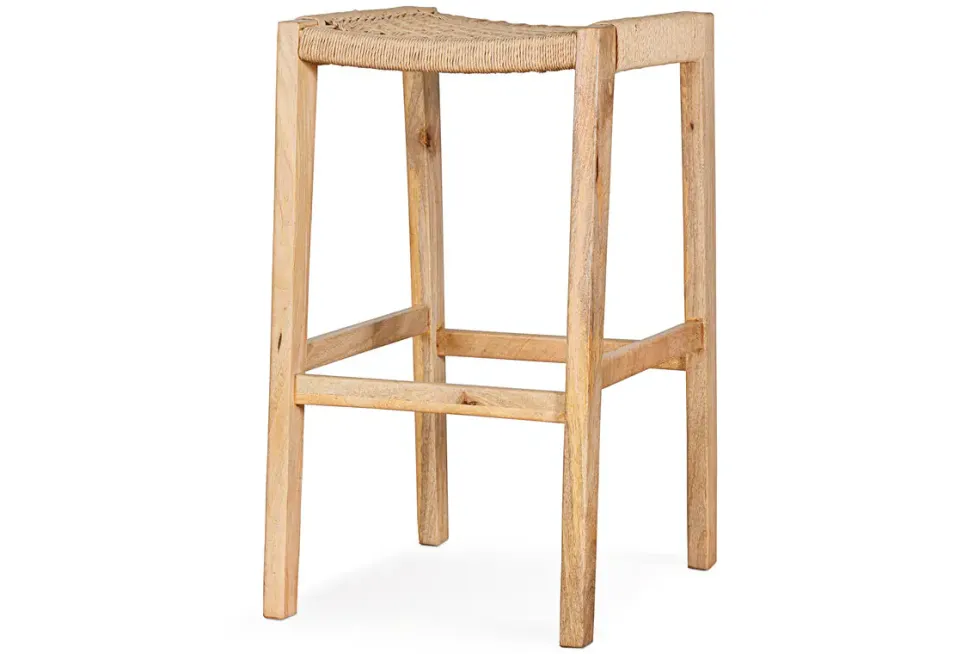Aamani Mango Wood & Cord Counter Stool - Natural