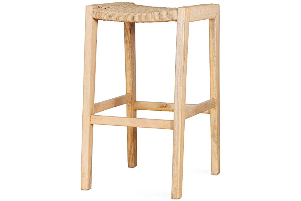 Aamani Mango Wood & Cord Counter Stool - Natural