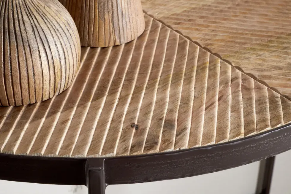 Aasha Mango Wood Half Moon Console Table - Natural
