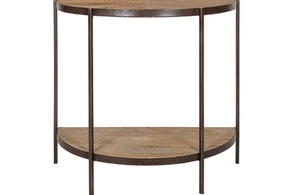 Aasha Mango Wood Half Moon Console Table - Natural