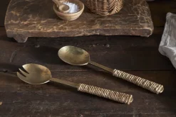Abani Salad Servers - Antique Brass