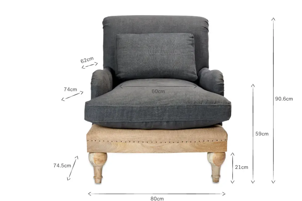 Abe Deconstructed Linen Armchair - Charcoal