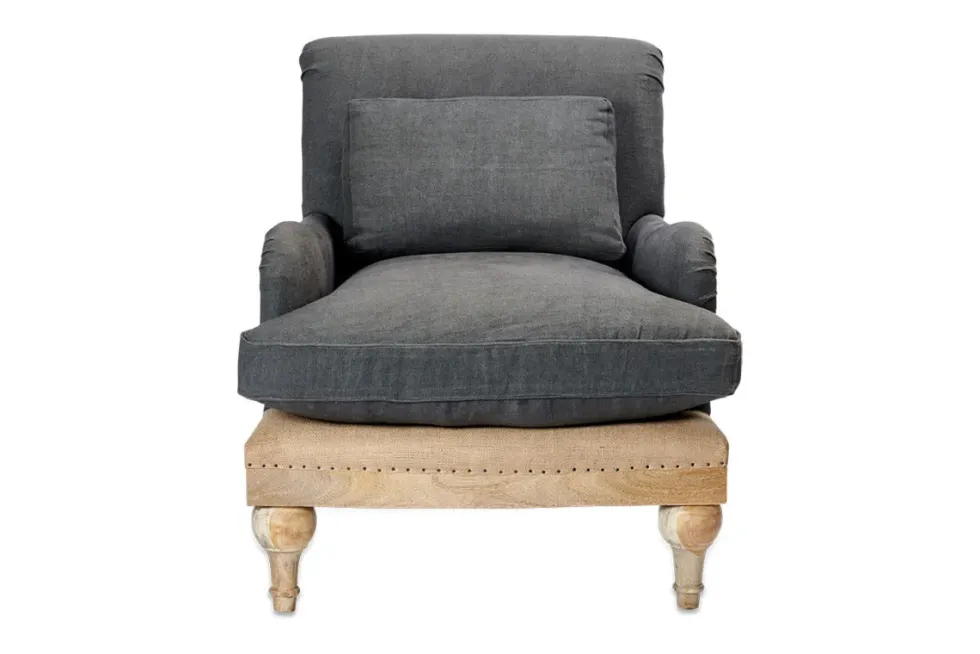 Abe Deconstructed Linen Armchair - Charcoal