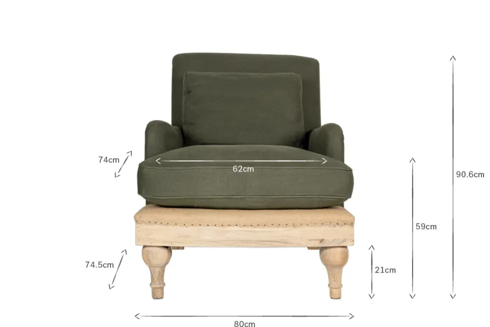 Abe Deconstructed Linen Armchair - Olive