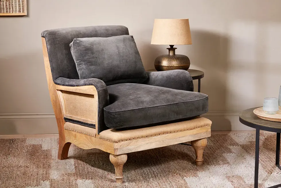 Abe Deconstructed Velvet Armchair - Moss
