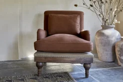 Abe Linen Deconstructed Armchair - Rust