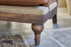 Abe Linen Deconstructed Armchair - Rust