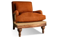 Abe Linen Deconstructed Armchair - Rust