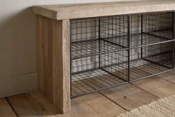 Abha Reclaimed Wood & Iron Storage Bench - Natural