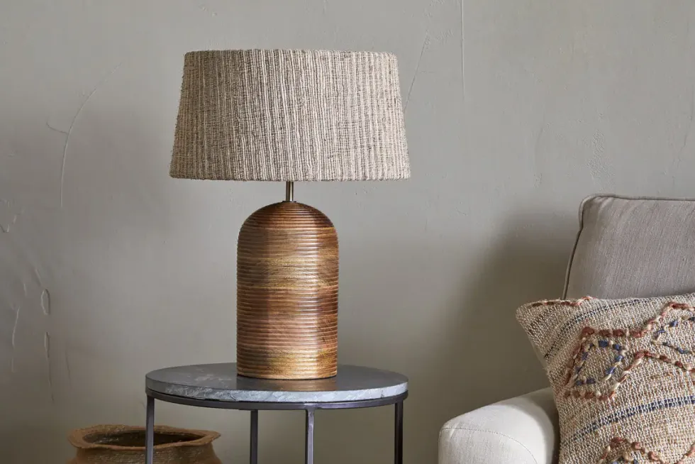 Agua Grooved Table Lamp Base - Natural