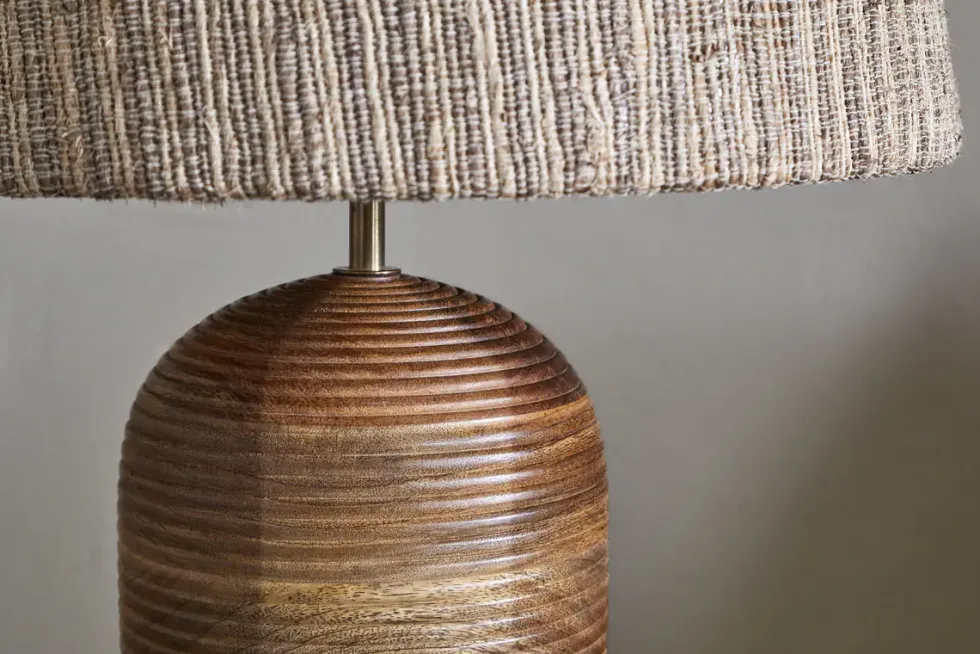 Agua Grooved Table Lamp Base - Natural