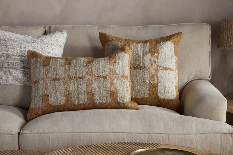 Akki Wool & Cotton Cushion Cover - Ochre