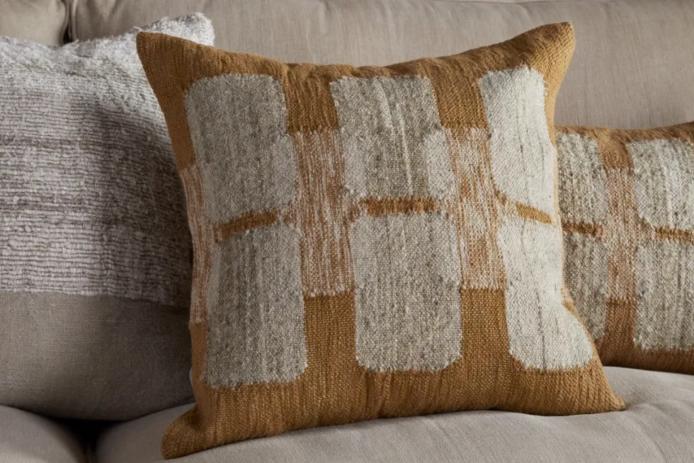 Akki Wool & Cotton Cushion Cover - Ochre