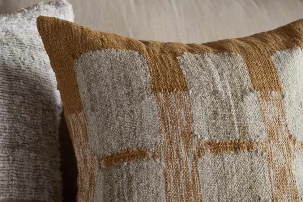 Akki Wool & Cotton Cushion Cover - Ochre