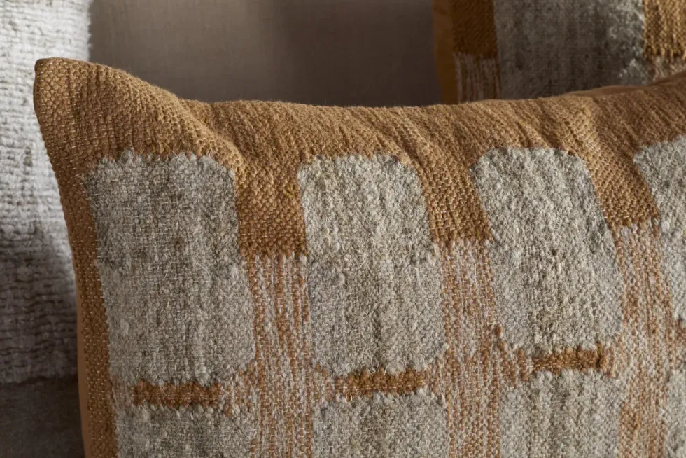 Akki Wool & Cotton Cushion Cover - Ochre