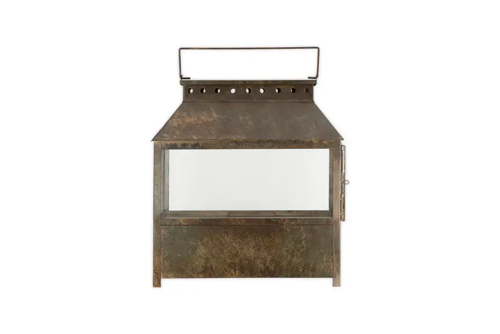 Akoko Wide Lantern - Brown Patina