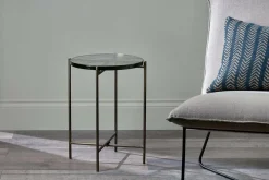 Aluva Glass Side Table - Clear & Antique Brass