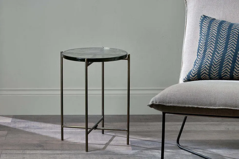 Aluva Glass Side Table - Clear & Antique Brass