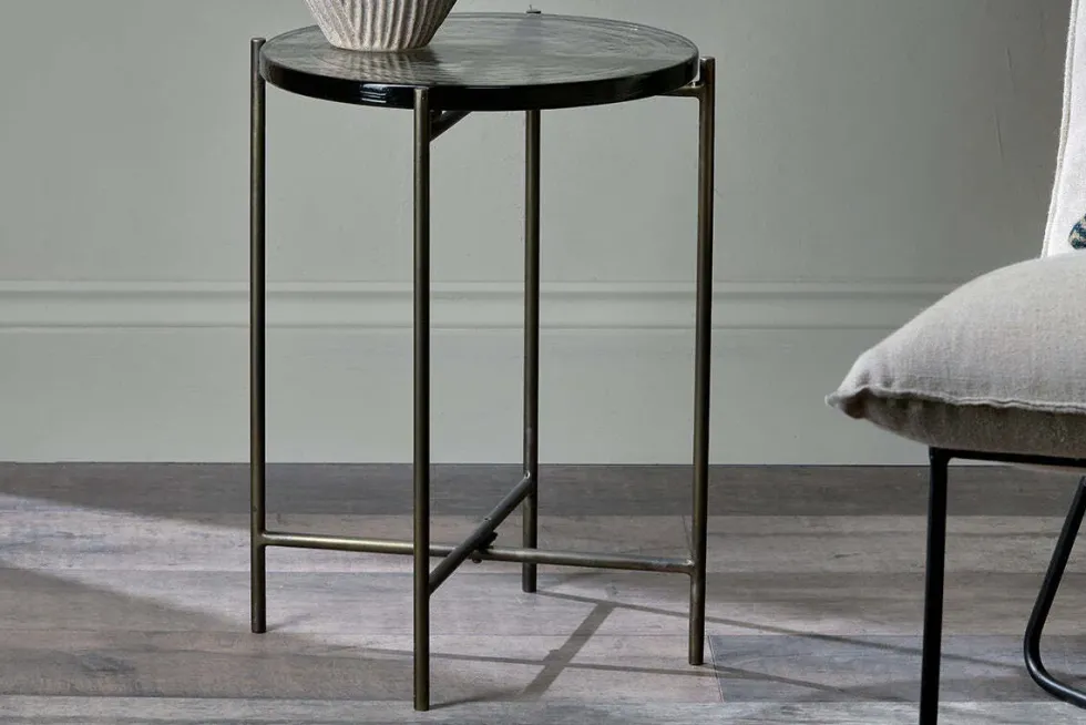 Aluva Glass Side Table - Clear & Antique Brass