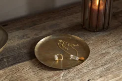 Amai Etched Round Tray - Brass