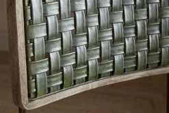 Amala Leather Weave & Iron Dining Chair - Rich Green
