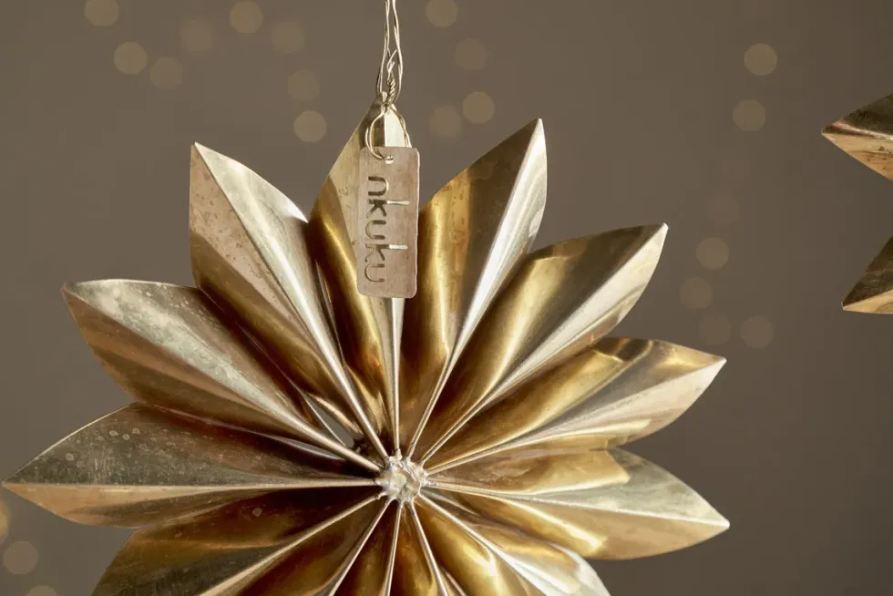 Amata Brass Star Baubles - Antique Brass - (Set of 2)