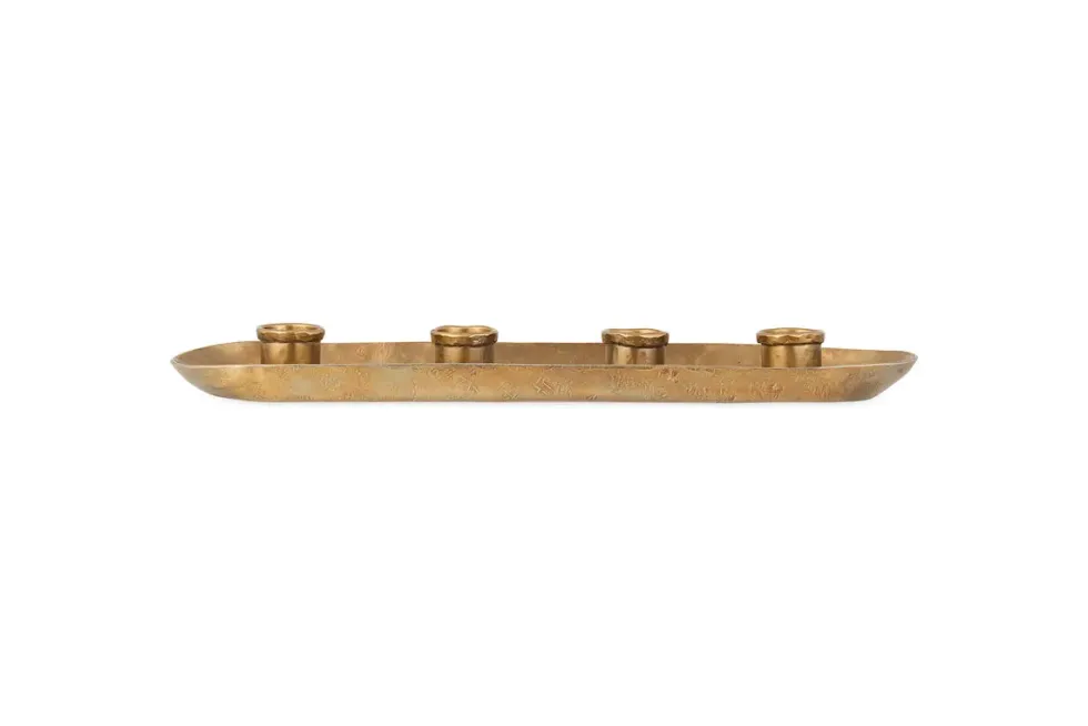 Amita Long Candle Holder - Antique Brass