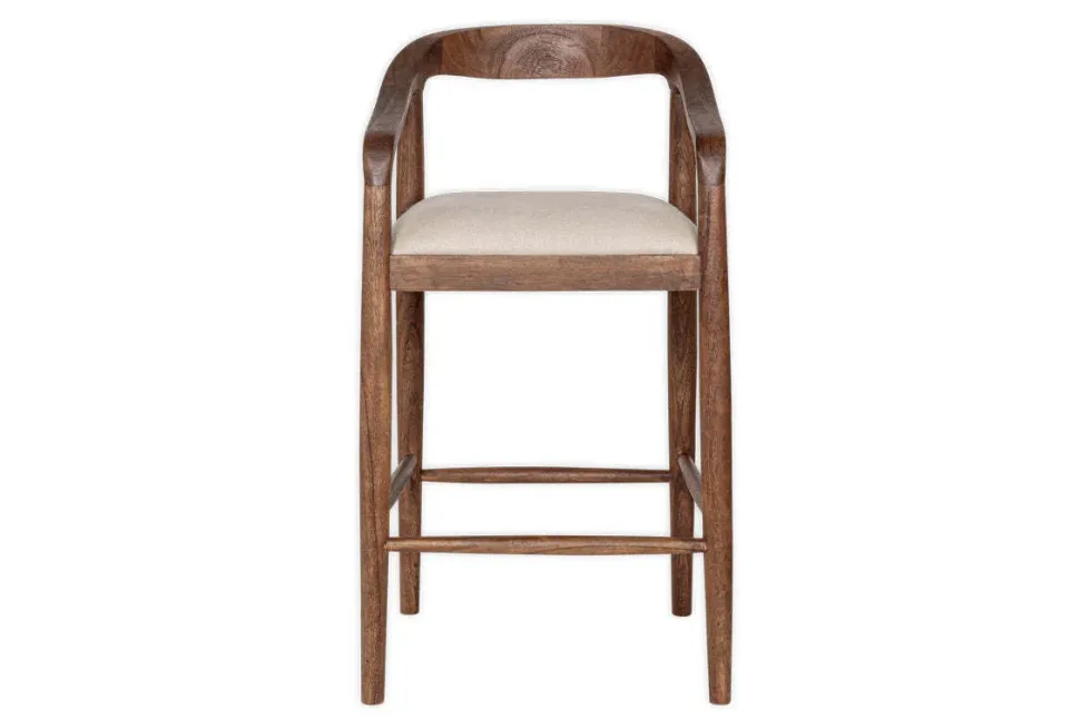 Anbu Acacia Upholstered Counter Chair - Washed Walnut