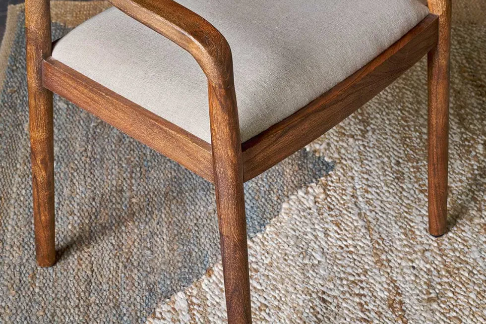 Anbu Acacia Upholstered Dining Chair - Washed Walnut