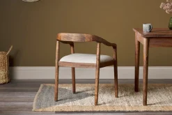 Anbu Acacia Upholstered Dining Chair - Washed Walnut