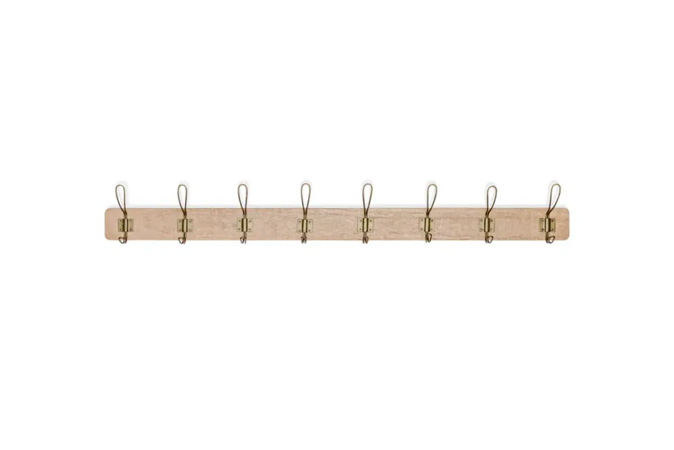 Ankita Mango Wood & Iron Hooks - Natural & Antique Brass - Large