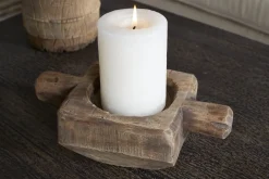 Apu Reclaimed Wood Traditional Candle Holder - Natural
