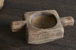Apu Reclaimed Wood Traditional Candle Holder - Natural
