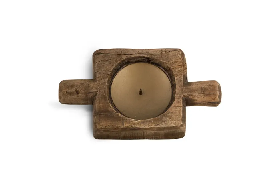 Apu Reclaimed Wood Traditional Candle Holder - Natural