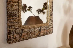 Arjun Upholstered Rectangular Wall Mirror - Natural