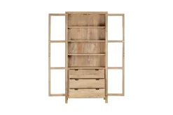 Artha Mango Wood & Glass Tall Cabinet - Natural