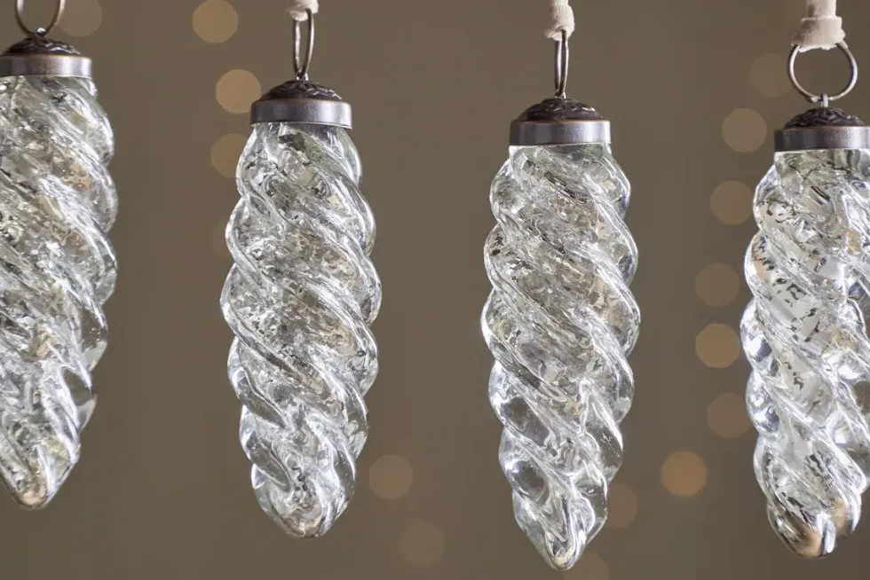 Athardi Drop Bauble - Antique Silver - (Set of 4)