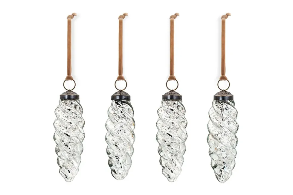 Athardi Drop Bauble - Antique Silver - (Set of 4)