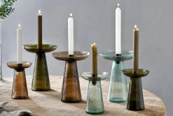 Avyn Recycled Glass Candle Holder - Forest Green