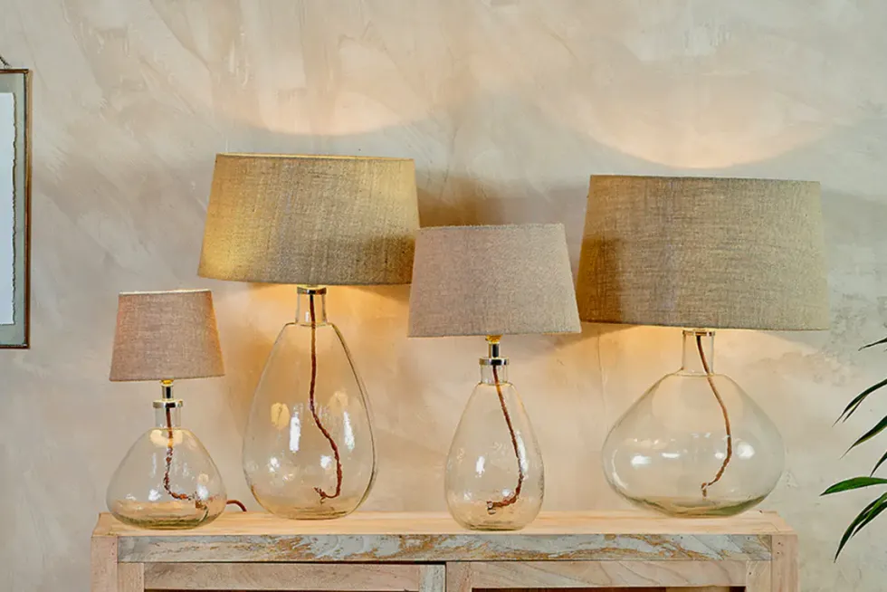 Baba Recycled Glass Lamp - Clear - Small Wide