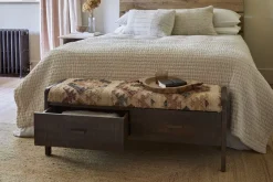 Barir Mango Wood Upholstered Storage Bench - Chocolate Brown