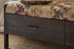 Barir Mango Wood Upholstered Storage Bench - Chocolate Brown