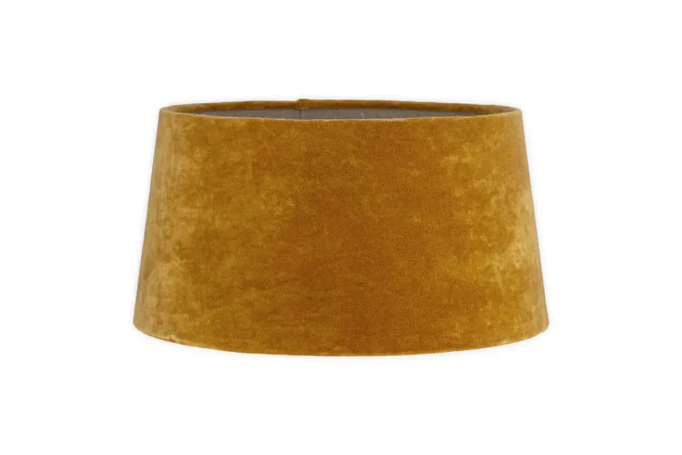 Batakha Velvet & Linen Lampshade - Dark Ochre