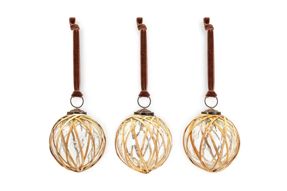 Bayana Woven Baubles - Natural & Clear - (Set of 3)