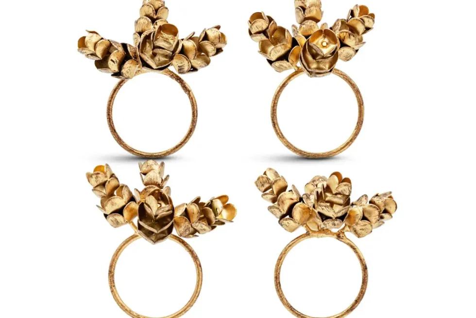 Beej Napkin Rings - Antique Brass - (Set of 4)