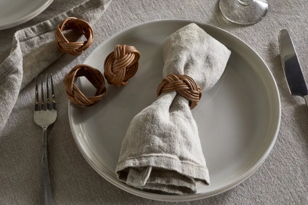 Bersama Rattan Napkin Rings - Natural - (Set of 4)