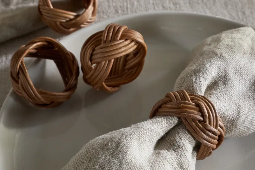 Bersama Rattan Napkin Rings - Natural - (Set of 4)